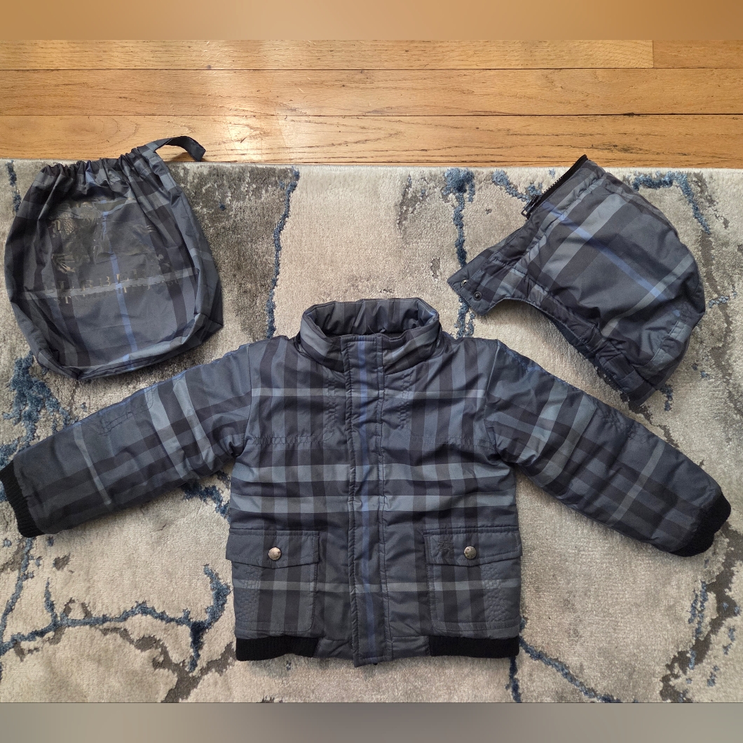 Burberry Baby Blue And Gray Jacket 18 Months
